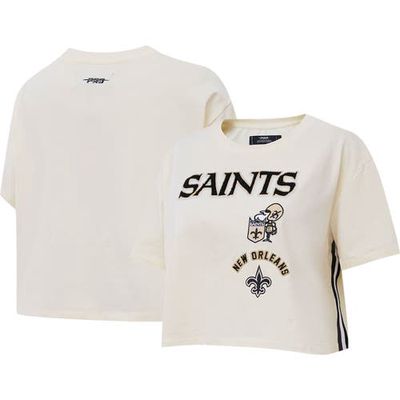 Women's Pro Standard Cream New Orleans Saints Retro Classic Boxy Cropped T-Shirt