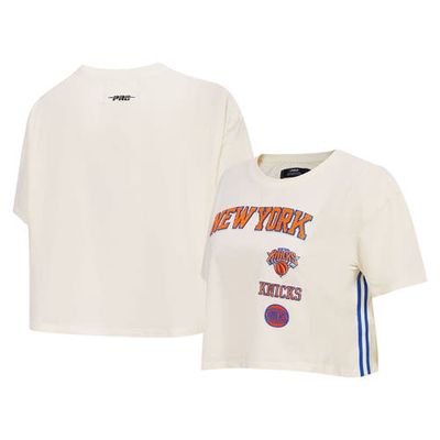 Women's Pro Standard Cream New York Knicks Retro Classic Cropped Boxy T-Shirt