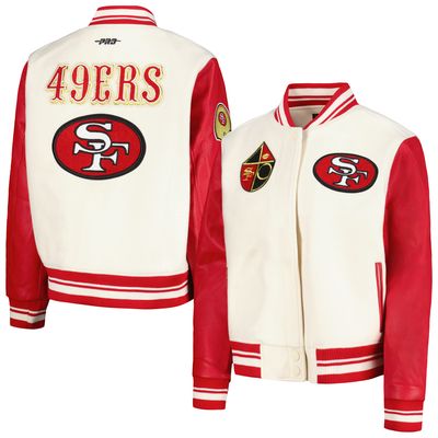 Women's Pro Standard Cream San Francisco 49ers Retro Classic Vintage Full-Zip Varsity Jacket