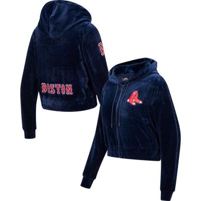 Women's Pro Standard Navy Boston Red Sox Classic Velour Full-Zip Hoodie Track Jacket