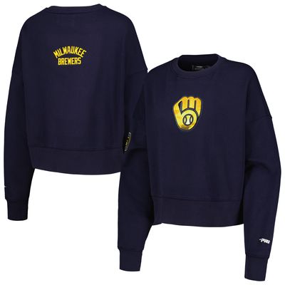 Women's Pro Standard Navy Milwaukee Brewers Painted Sky Pullover Sweatshirt