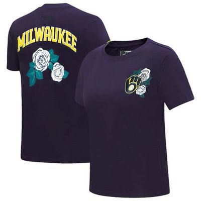Women's Pro Standard Navy Milwaukee Brewers Roses T-Shirt