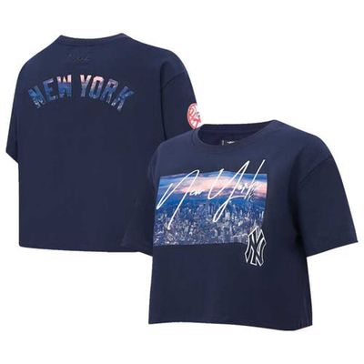 Women's Pro Standard Navy New York Yankees Cityscape Boxy T-Shirt