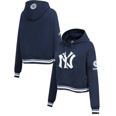 Women's Pro Standard Navy New York Yankees Retro Classic Cropped Pullover Hoodie
