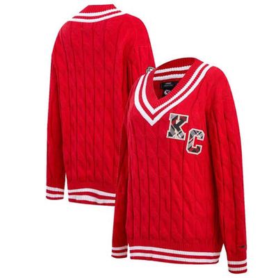Women's Pro Standard Red Kansas City Chiefs Prep V-Neck Pullover Sweater