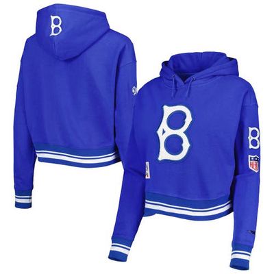Women's Pro Standard Royal Brooklyn Dodgers Cooperstown Collection Retro Classic Cropped Pullover Hoodie