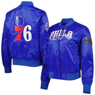 Women's Pro Standard Royal Philadelphia 76ers Classics Satin Full-Snap Jacket