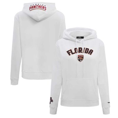 Women's Pro Standard White Florida Panthers Classic Chenille Pullover Hoodie