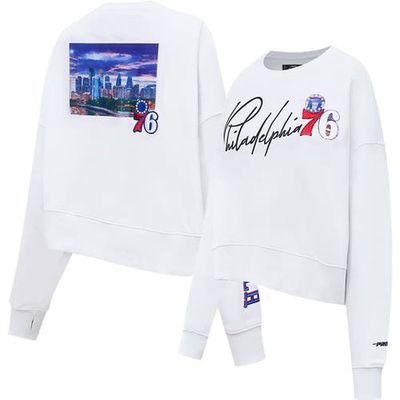 Women's Pro Standard White Philadelphia 76ers City Scape Pullover Sweatshirt