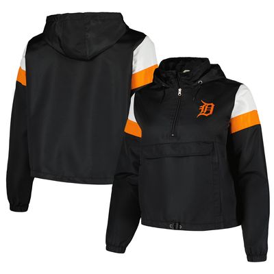 Women's Profile Black Detroit Tigers Plus Size Anorak Quarter-Zip Jacket