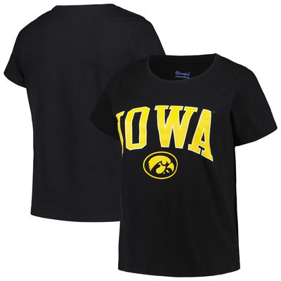 Women's Profile Black Iowa Hawkeyes Plus Size Arch Over Logo Scoop Neck T-Shirt