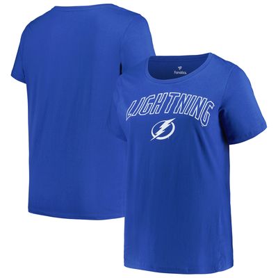 Women's Profile Blue Tampa Bay Lightning Plus Size Arch Over Logo T-Shirt