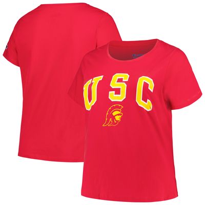 Women's Profile Cardinal USC Trojans Plus Size Arch Over Logo Scoop Neck T-Shirt