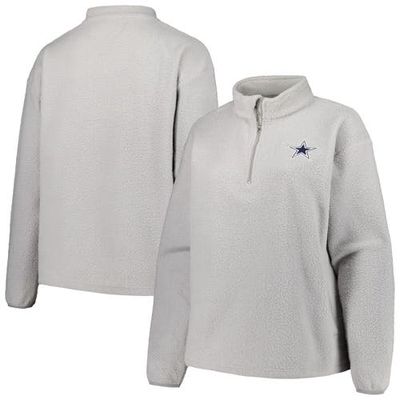 Women's Profile Gray Dallas Cowboys Plus Size Sherpa Quarter-Zip Jacket