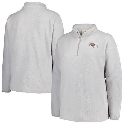 Women's Profile Gray Denver Broncos Plus Size Sherpa Quarter-Zip Jacket