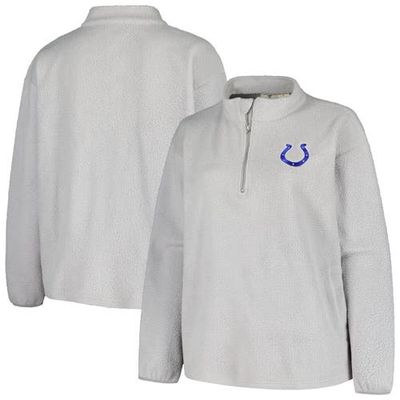 Women's Profile Gray Indianapolis Colts Plus Size Sherpa Quarter-Zip Jacket