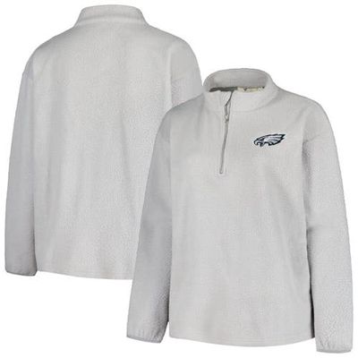 Women's Profile Gray Philadelphia Eagles Plus Size Sherpa Quarter-Zip Jacket