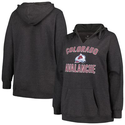 Women's Profile Heather Charcoal Colorado Avalanche Plus Size Arch Over Logo Pullover Hoodie