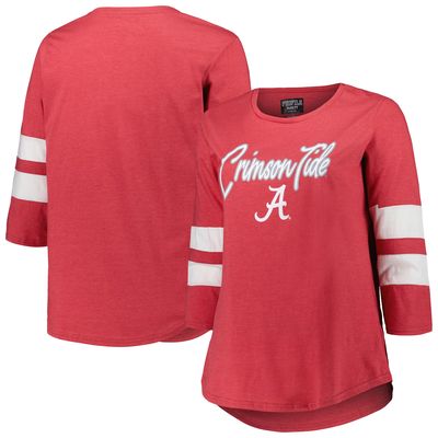 Women's Profile Heather Crimson Alabama Crimson Tide Plus Size Mascot Sign 3/4-Sleeve T-Shirt