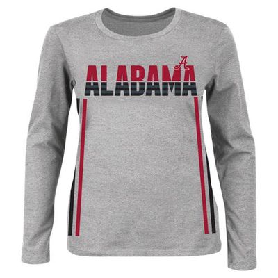 Women's Profile Heather Gray Alabama Crimson Tide Plus Size Side Stripe Fleece Pullover Sweatshirt