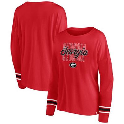 Women's Profile Red Georgia Bulldogs Plus Size Triple Script Scoop Neck Long Sleeve T-Shirt