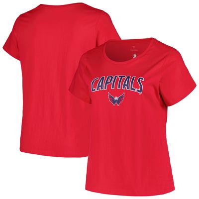 Women's Profile Red Washington Capitals Plus Size Arch Over Logo T-Shirt