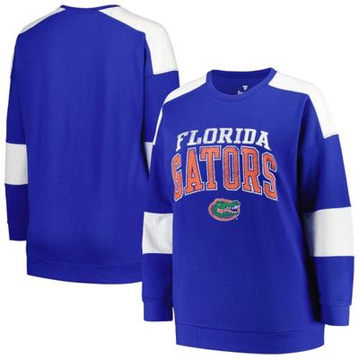 Women's Profile Royal Florida Gators Plus Size Striped Pullover Sweatshirt