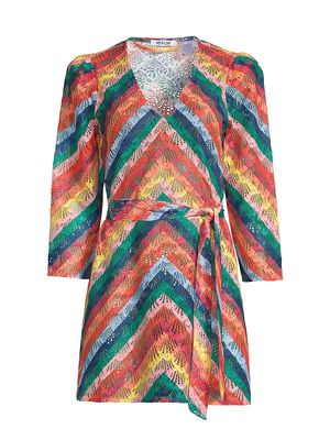 Women's Quick-Drying Striped Lace Minidress - Rainbow - Size Small
