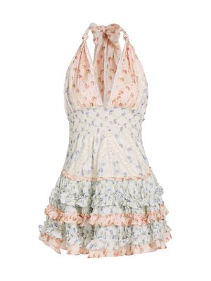 Women's Quintelle Floral Halterneck Minidress - Blooming Medley - Size Small