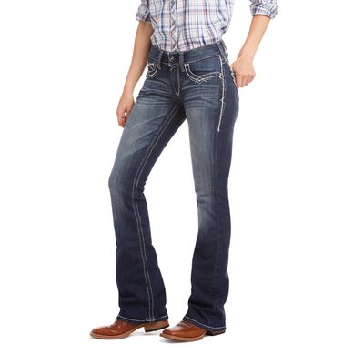 Women's R.E.A.L. Mid Rise Stretch Entwined Boot Cut Jeans in Marine, Size: 16 WR by Ariat