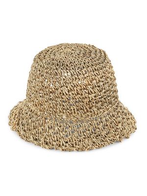 Women's Raffia Bucket Hat - Beige - Size Small - Beige - Size Small