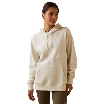 Women's REAL Fading Lines Hoodie in White Onyx, Size: 3X by Ariat