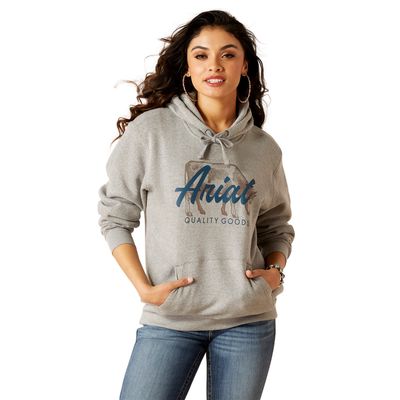 Women's REAL Grazing Hoodie in Heather Grey, Size: 3X by Ariat