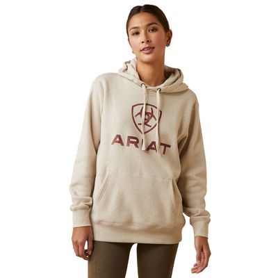Women's REAL Ombre Shield Hoodie in Oatmeal Heather, Size: 3X by Ariat