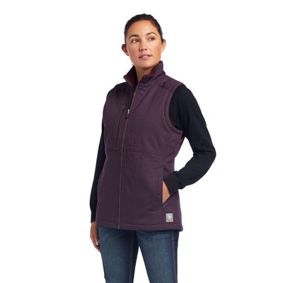 Women's Rebar DuraCanvas Insulated Vest in Plum Perfect Cotton/Spandex/Polyester, Size: XS by Ariat