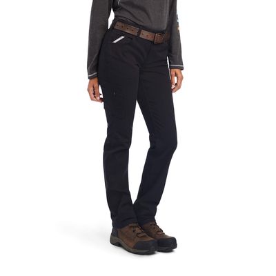Women's Rebar DuraStretch Made Tough Straight Leg Pant in Black Cotton, Size: 25 Short by Ariat