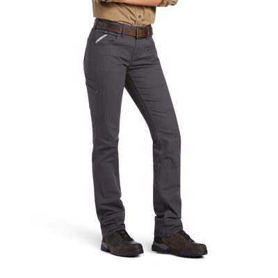 Women's Rebar DuraStretch Made Tough Straight Leg Pant in Grey Cotton, Size: 26 Short by Ariat