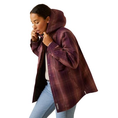 Women's Rebar Flannel Shirt Jacket in Potent Purple Plaid, Size: 3X by Ariat