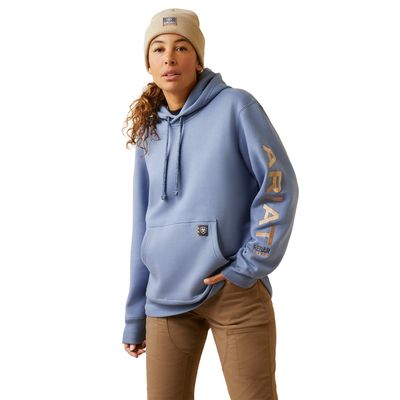 Women's Rebar Graphic Hoodie in Colony Blue, Size: XS by Ariat