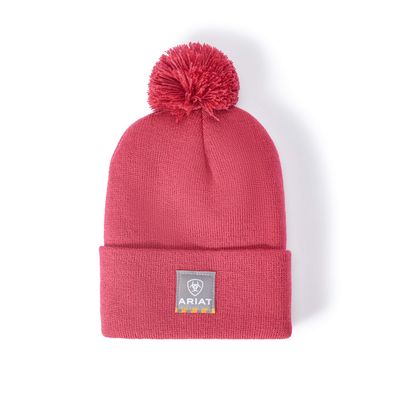 Women's Rebar Pom Beanie Hat in Crab Apple, Size: OS by Ariat