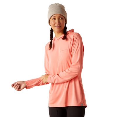 Women's Rebar Sunblocker Hooded T-Shirt in Shell Pink