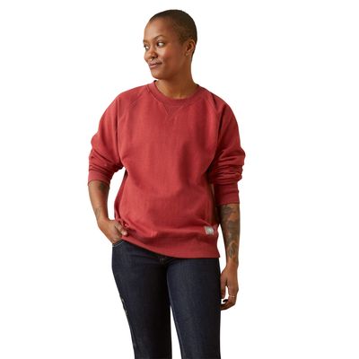 Women's Rebar Workman Washed Fleece Sweatshirt in Red Dahlia Heather, Size: 3X by Ariat