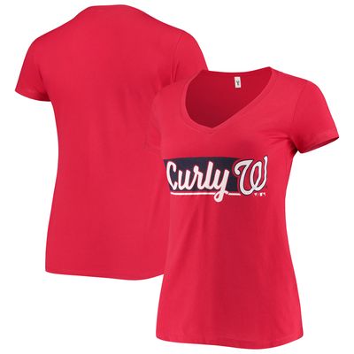 Women's Red Washington Nationals Hometown Tri-Blend V-Neck T-Shirt