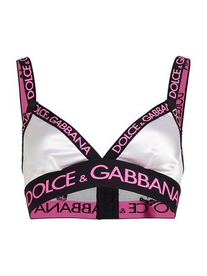 Women's Reggiseno Satin Logo Bra - Bianco Fuxia - Size XS