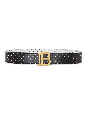 Women's Reversible Polka Dot Leather B Belt - Noir - Size Large