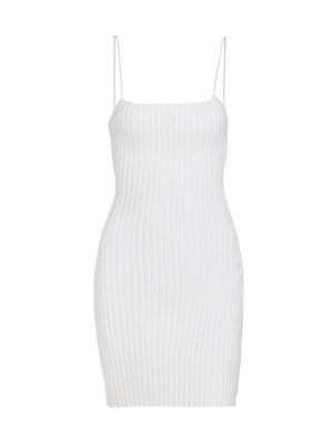 Women's Rib-Knit Crystal Minidress - White - Size Large