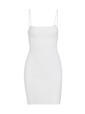 Women's Rib-Knit Crystal Minidress - White - Size Medium