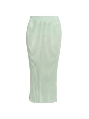 Women's Ribbed Knit Midi-Skirt - Apple - Size 12