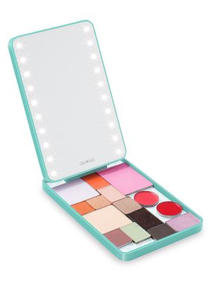 Women's Riki Colorful LED Travel Makeup Mirror & Magnetic Palette Set - Tiffany Blue - Tiffany Blue