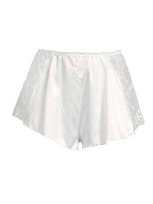 Women's Riley Satin & Lace Shorts - Ivory - Size XS